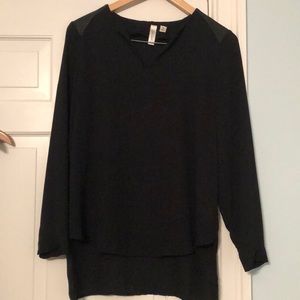 Leather Shoulder Detail Blouse